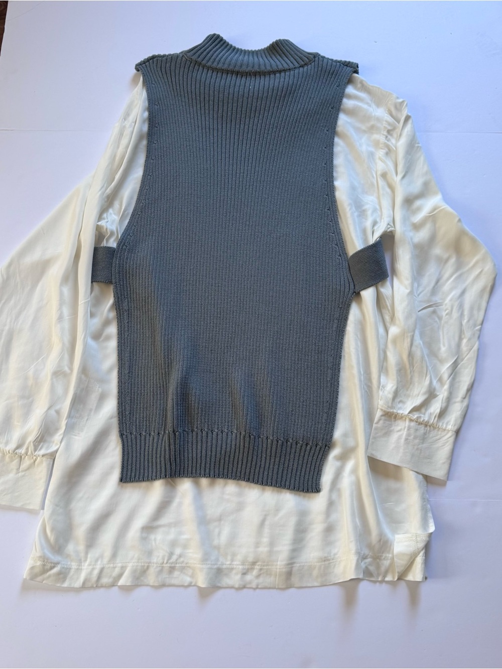 Zara olive green Sleeveless Ribbed Mock Neck Sweater Vest,Size Large - Picture 3 of 9
